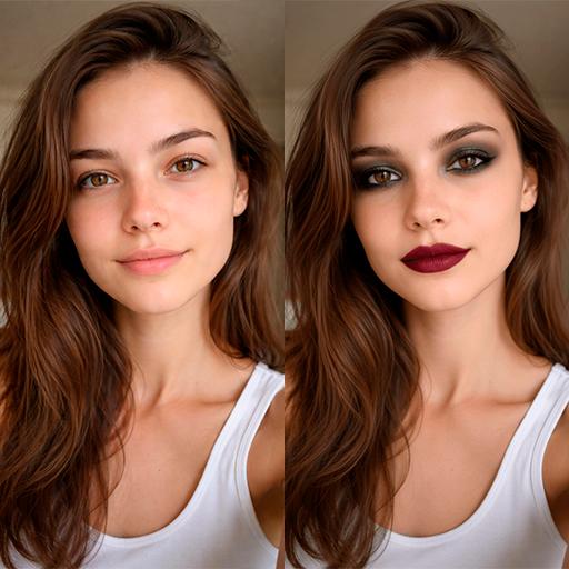 Реалистичный макияж по фотографии: результат ИИ обработки (1) в категории Ретушь | AiPixia