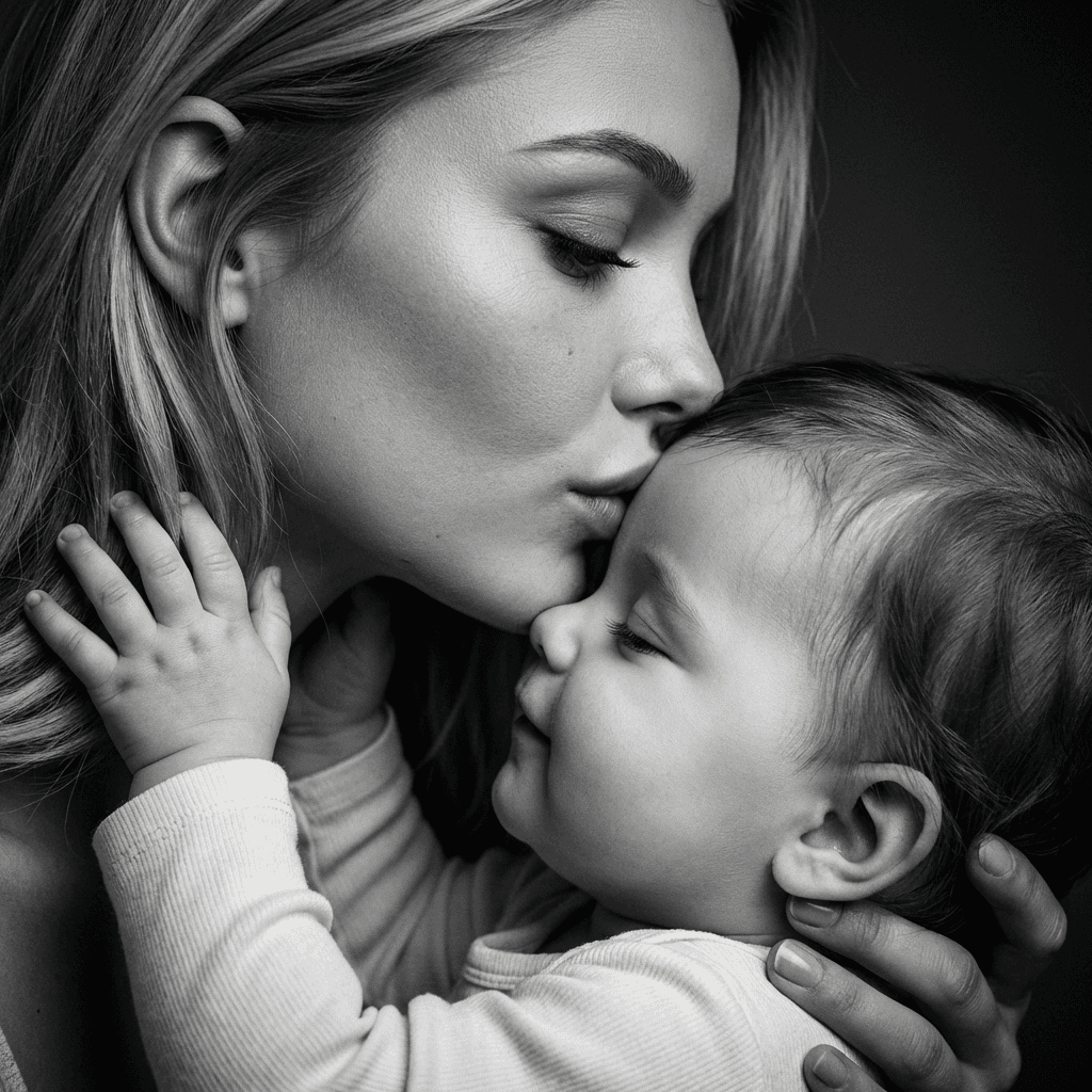 Трогательный портрет папы/мамы с ребёнком: результат ИИ обработки (1) в категории Портрет | AiPixia