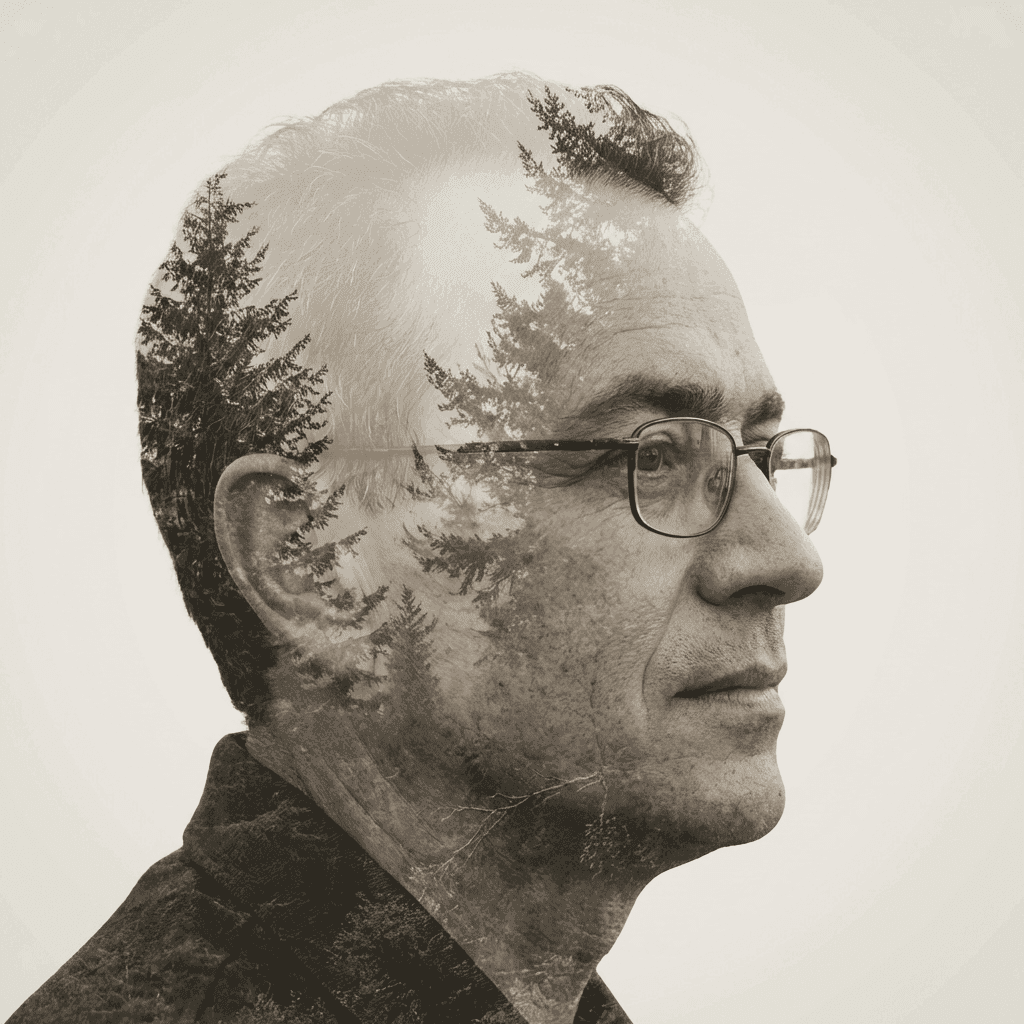 Двойная экспозиция: портрет с лесом: результат ИИ обработки (1) в категории Портрет | AiPixia