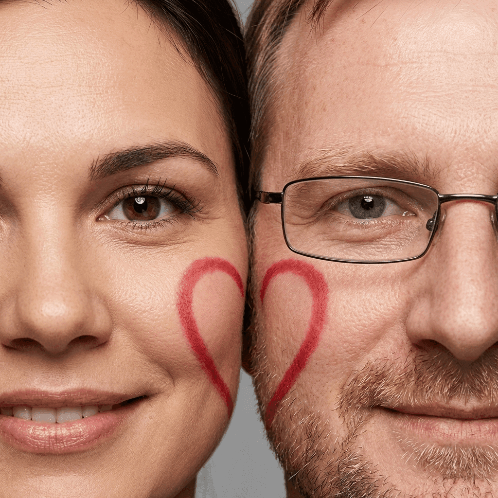 Симметричный портрет: два сердца вместе: результат ИИ обработки (1) в категории Студийное | AiPixia