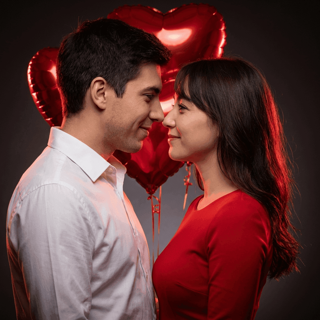 Романтический портрет пары на день Святого Валентина: результат ИИ обработки (1) в категории Портрет | AiPixia